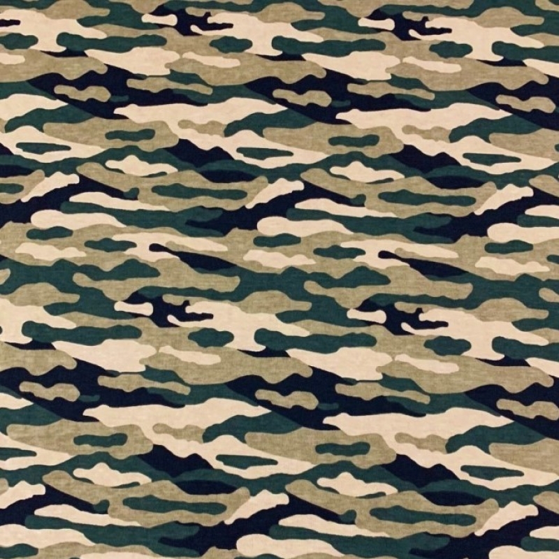 Baumwolljersey Tarnmuster Grün Beige